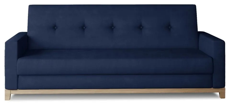 Sötétkék bársony kinyitható-tárolóhelyes kanapé 216 cm Selene – ELTAP