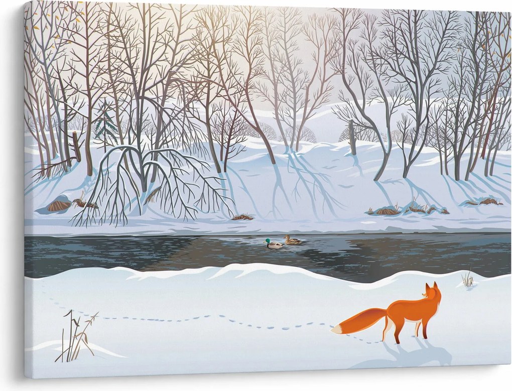 Kép - róka a téli tájban (70x50 cm)