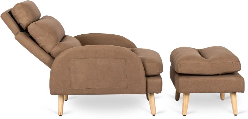 Kényelmes Fotel Barna Színben Lábtartóval. HENRY