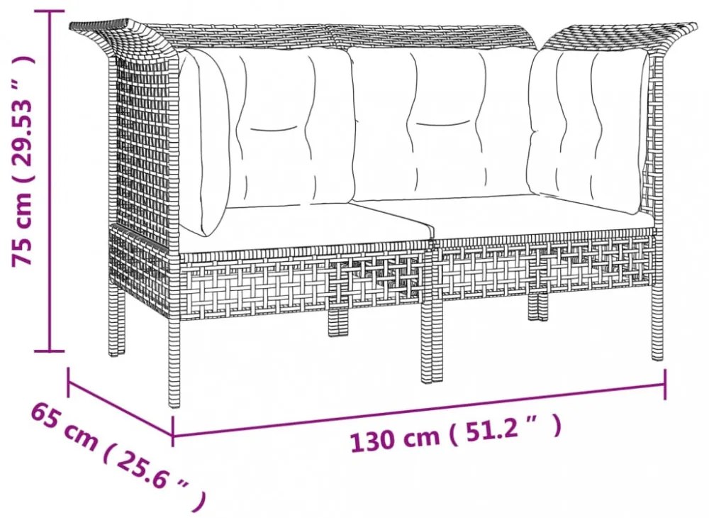 2 db szürke polyrattan kerti sarokkanapé párnával