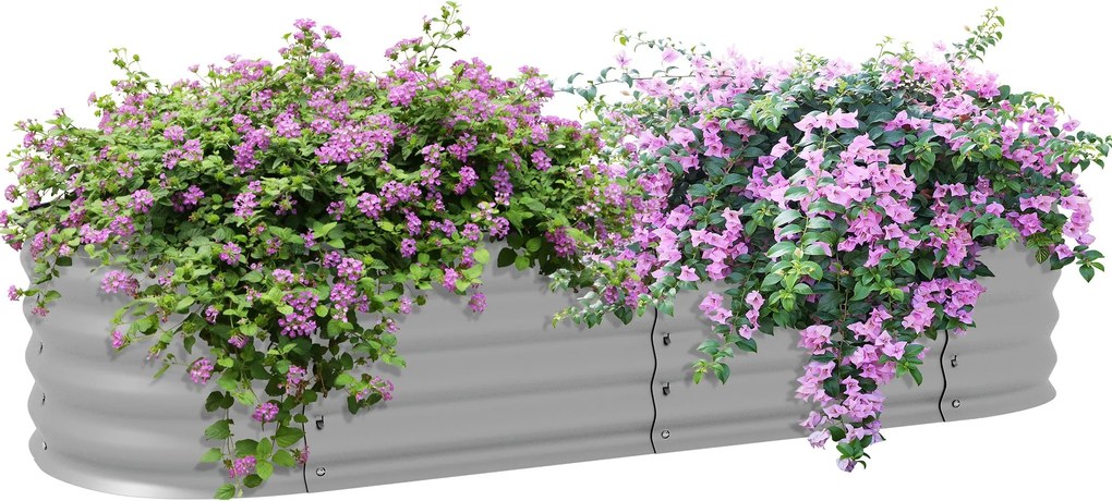 Outsunny Fém Magaságyás, Virágzó Doboz, Zöldségágyás, DIY Virágzó Doboza Nyitott Aljjal, Fűszernövény Ágyás Kerthez, Erkélyhez, Ezüst 150 x 62 x 30 cm