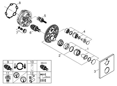 GROHE 24079000 - GROHTHERM termosztátos zuhanycsaptelep, fényes króm