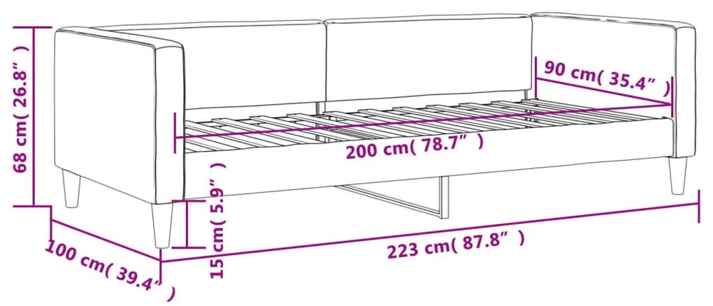 sötétszürke szövet kanapéágy 90 x 200 cm