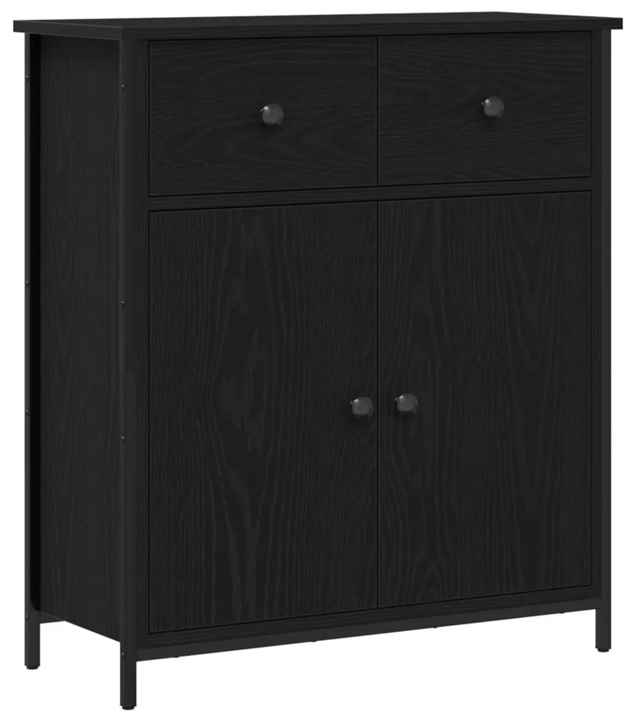 Oldalszekrény Fekete Tölgy 70x30x80 cm Mérnöki Fa és Acél