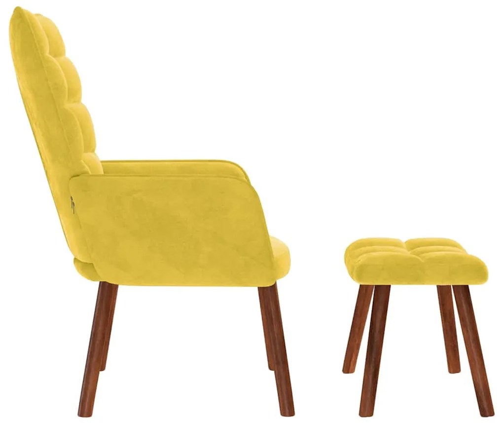 sárga bársony pihenőfotel zsámolynal