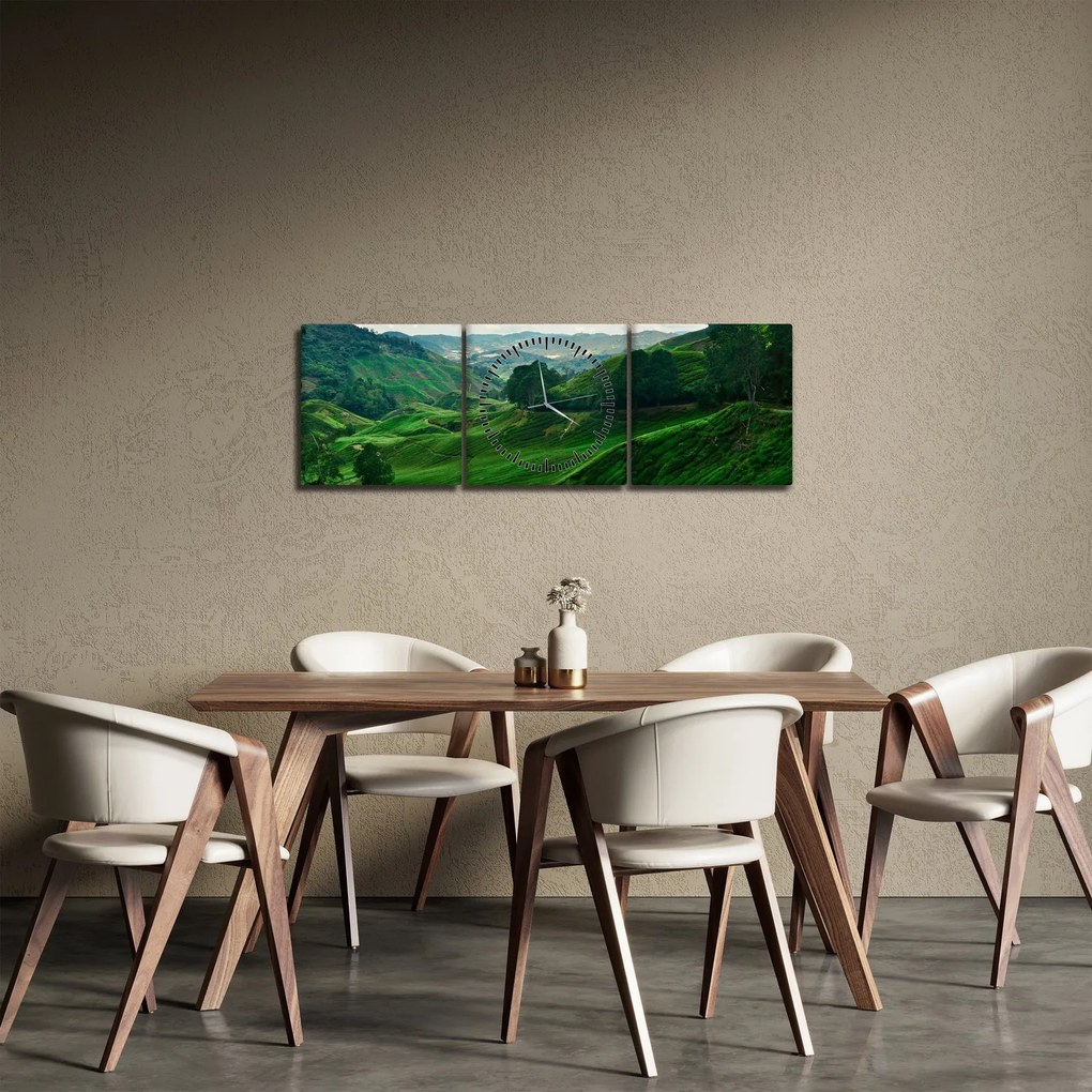 Kép - Teaültetvények Malajziában (órával) (90x30 cm)