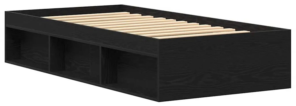 fekete tölgy színű szerelt fa ágykeret matrac nélkül 90x200 cm