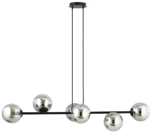 Csillár zsinóron ROSSI 6xE14/10W/230V fekete/szürke