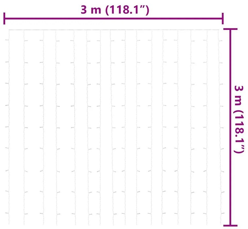 8 funkciós meleg fehér LED-es fényfüggöny 300 LED 3 x 3 m