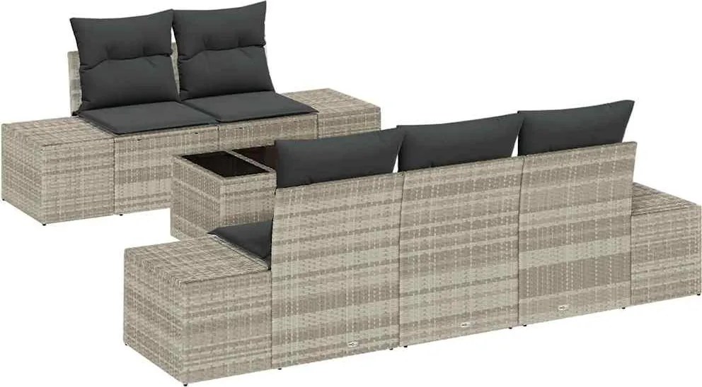 vidaXL Kerti Kanapé Szett párnával 6 pcs Világosszürke és Sötétszürke