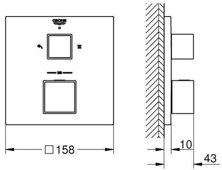 GROHE 24154000 - GROHTHERM CUBE termosztátos csaptelep, fényes króm