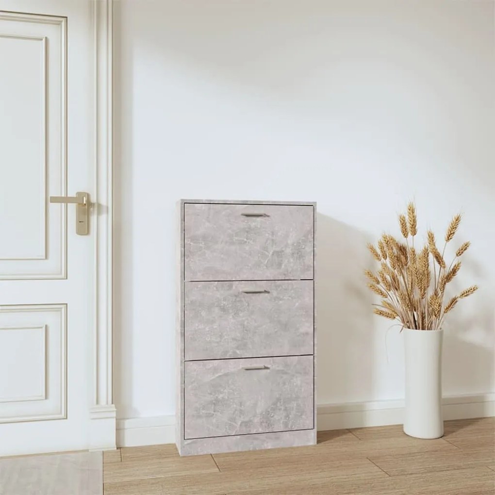 betonszürke szerelt fa cipőszekrény 59x17x108 cm