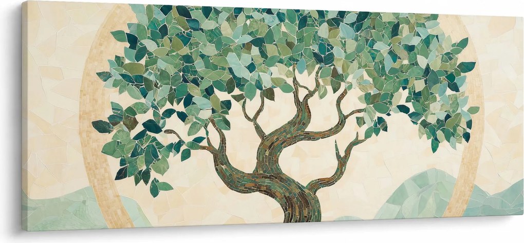 Kép – Elegáns mozaik fával (120x50 cm)