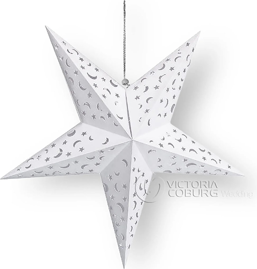 Függő csillag dekoráció Fehér 3D 60cm karácsonyi dekoráció