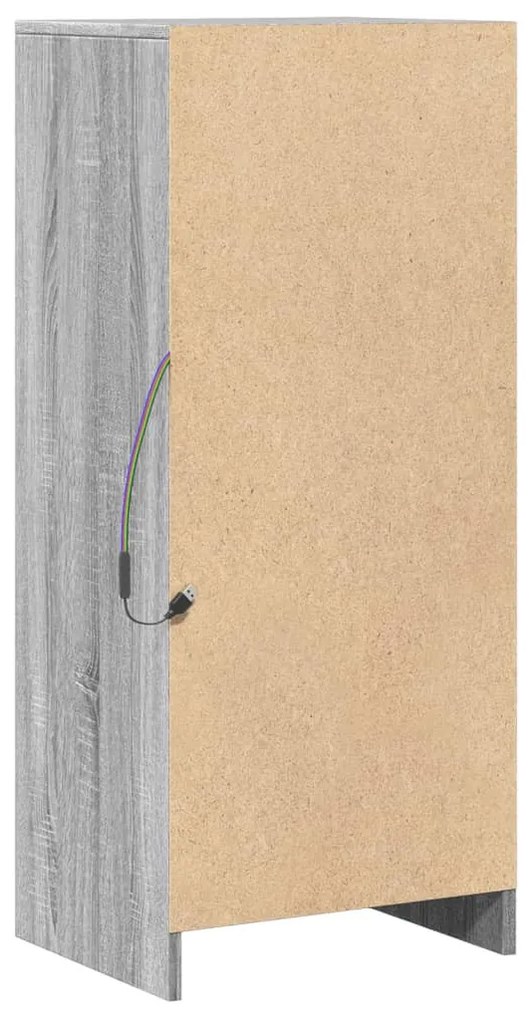 szürke sonoma szerelt fa tálalószekrény LED-del 42,5x34x100 cm