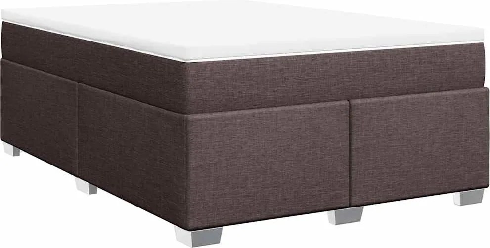 vidaXL sötétbarna szövet rugós ágy matraccal 140 x 190 cm