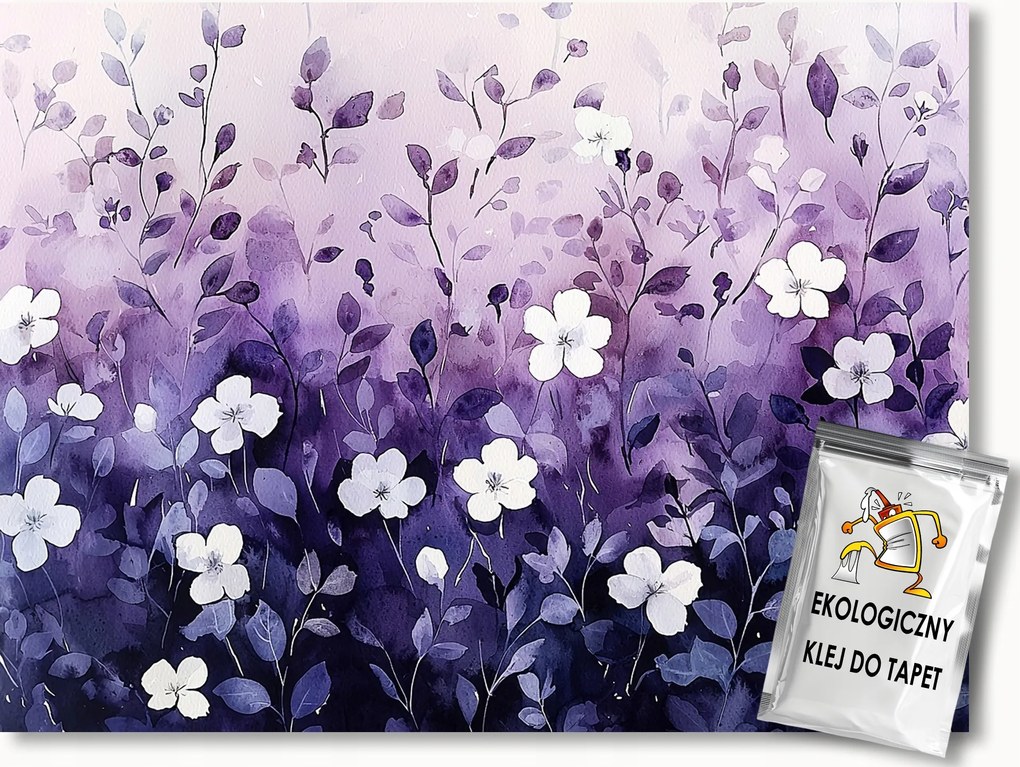 Fotótapéta Flizelina Fehér Finom Virágok Lila Háttér 200x140 ragasztó