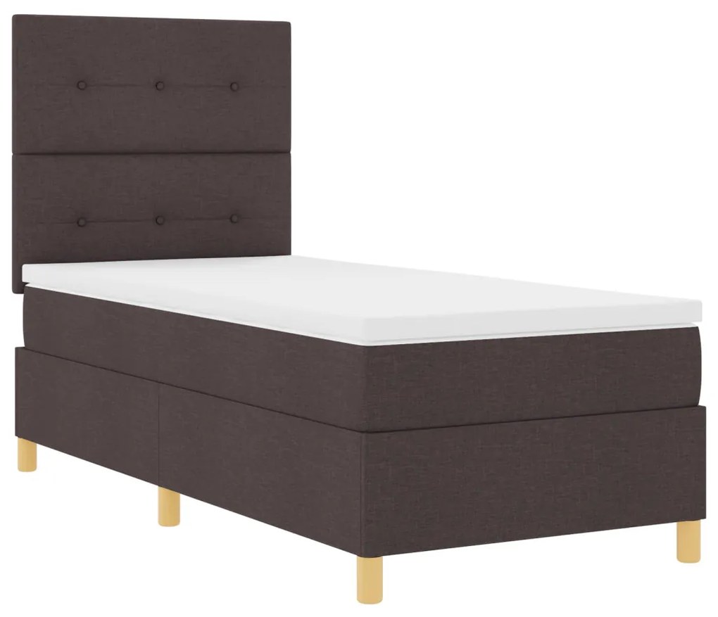 Box Spring Ágy Matraccal és LED Sötétbarna 80x200 cm Szövet