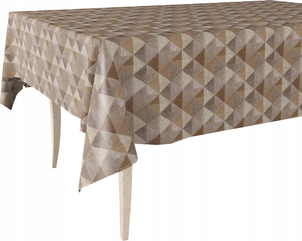 Vastag viaszosvászon Abrosz barna Bézs háromszögek négyzetek 120x140