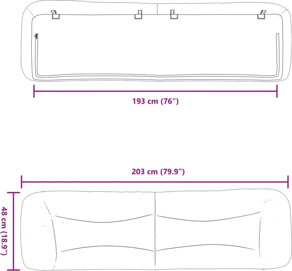 fehér műbőr fejtámla párna Hvar 193 cm