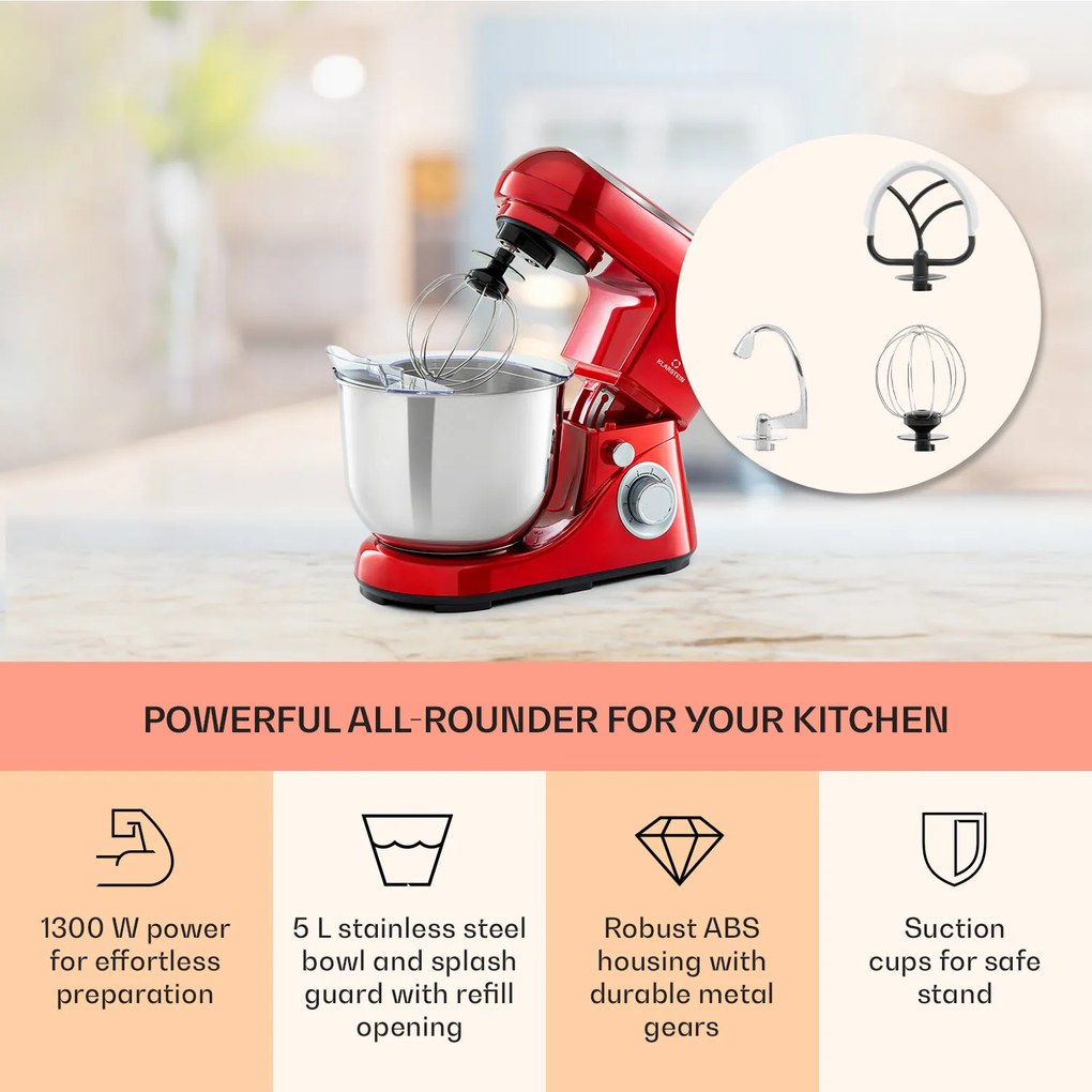 Klarstein Bella Pico 2G, konyhai robotgép, 1300 W, 1,7 PS, 6 fokozat, 5 L