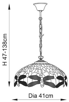 Endon 64080 - Láncra akasztott Tiffany DRAGONFLY csillár, 3xE27/60W/230V, átmérő 41 cm