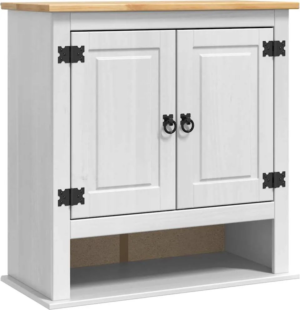vidaXL Függő szekrény Corona Fehér 70 x 33 x 71,5 cm Tömör fenyőfa
