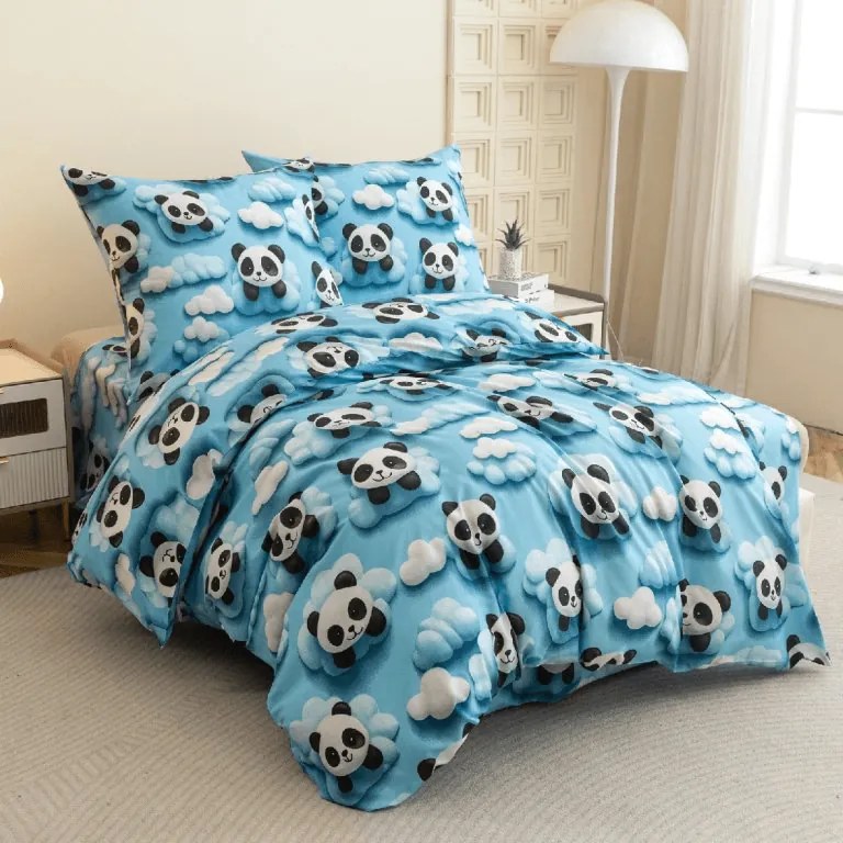 Mikroszálas ágyneműhuzat SKY PANDA kék Ágyneműhuzat mérete: 70 x 80 cm | 140 x 200 cm