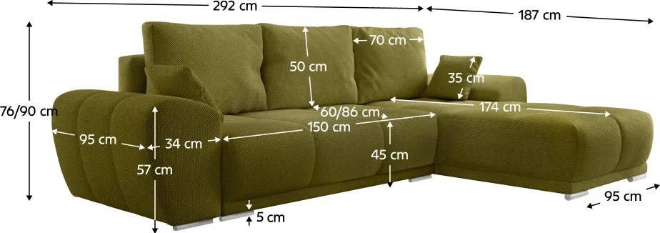 Univerzális ülőgarnitúra, olívazöld, KERIM ROH