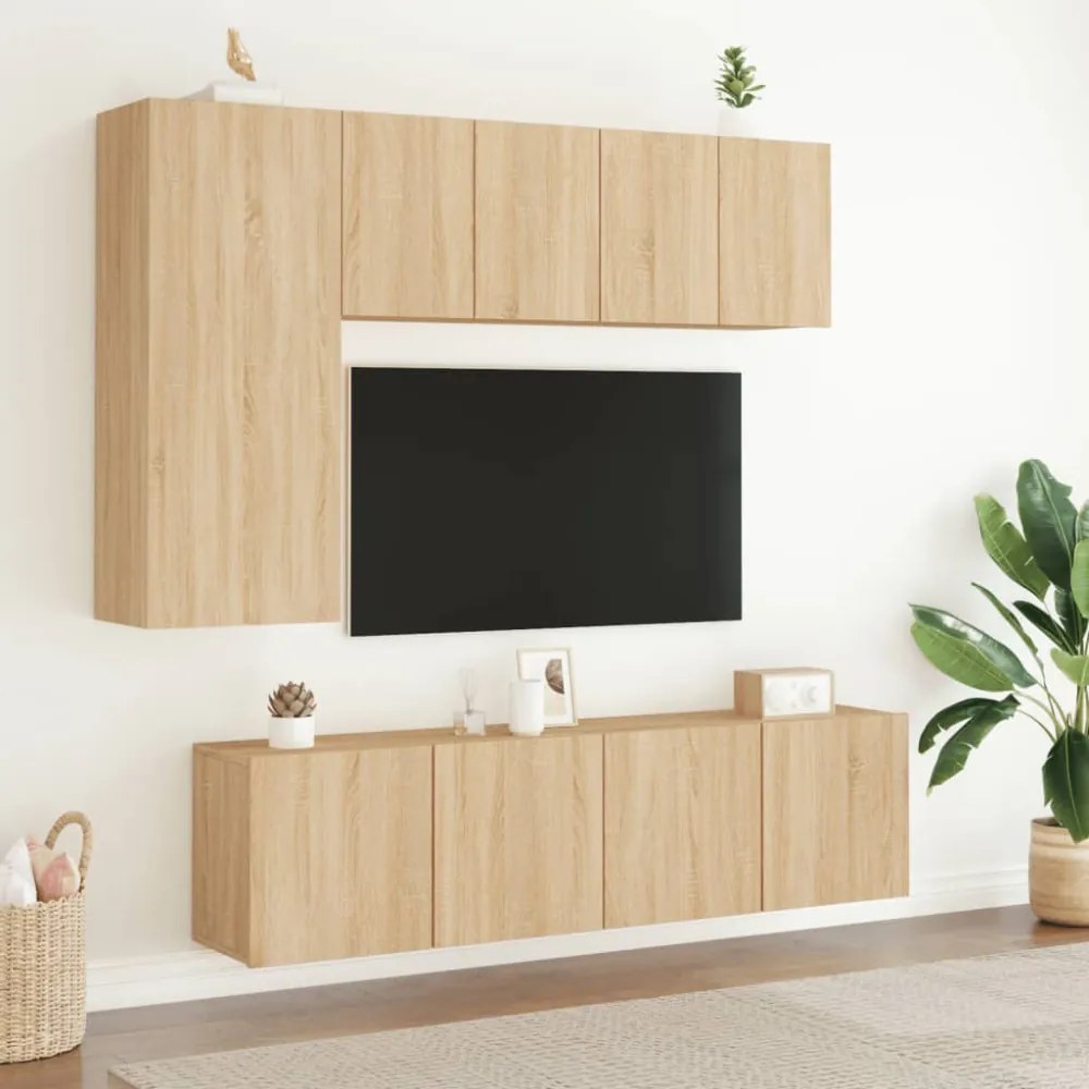 2 db sonoma tölgy színű fali TV-szekrény 60 x 30 x 41 cm