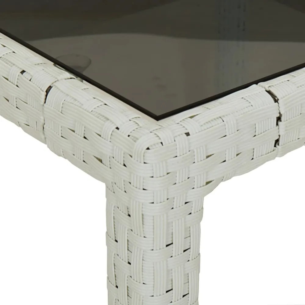fehér polyrattan és edzett üveg kerti asztal 250 x 100 x 75 cm