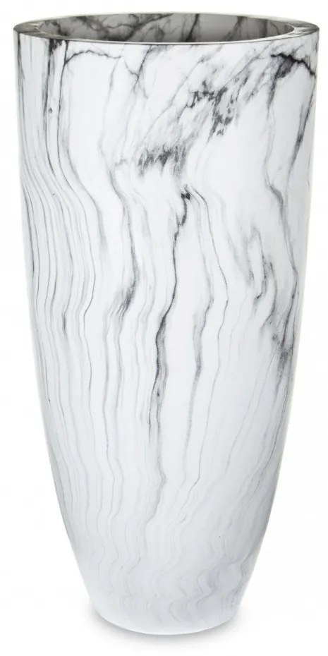 Evora design nagy méretű kerek műanyag virágtartó kaspó világos márvány színben 80x39x39cm