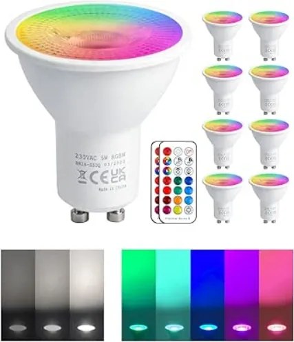 Led izzó Színváltós távirányító Reylax GU10 2 db-os szett