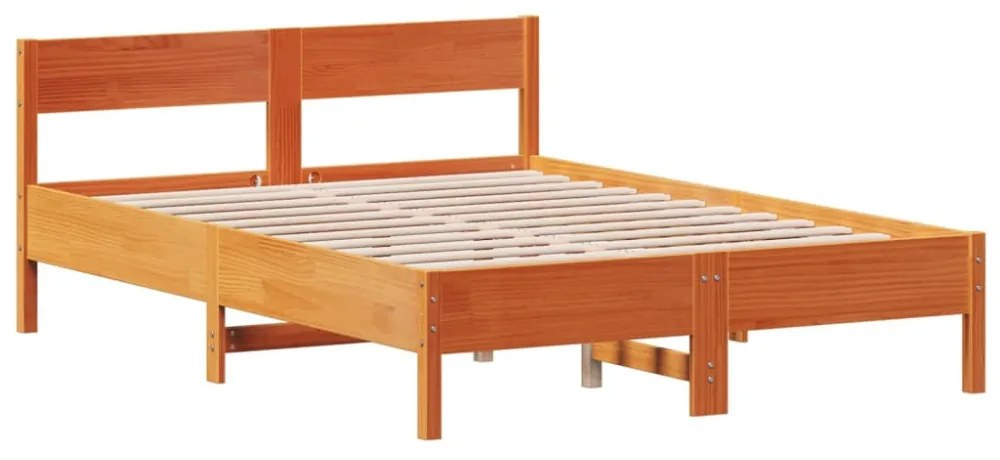 viaszbarna tömör fenyőfa ágy matrac nélkül 120 x 200 cm