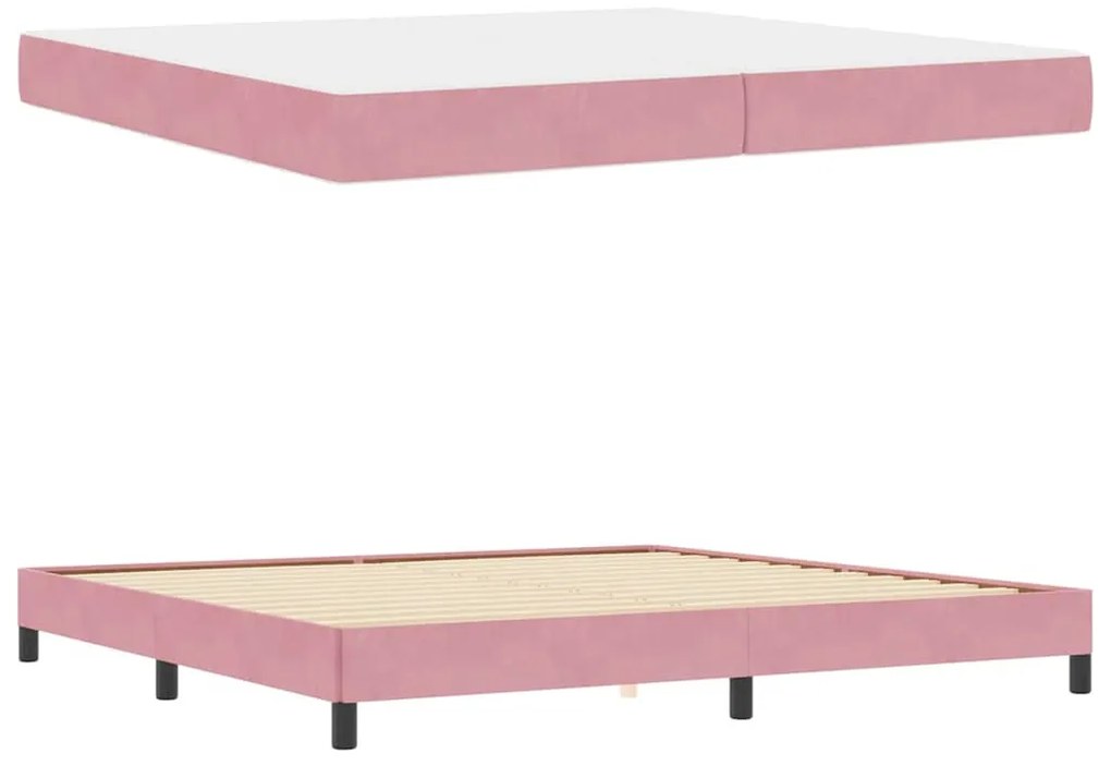 Boxspring ágy matraccal Rózsaszín 200 x 200 cm Bársony