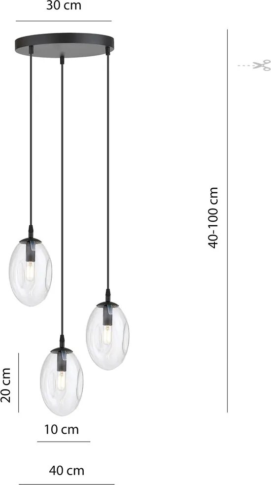 Emibig modern függeszték astral fekete átlátszó emi1265/3prem
