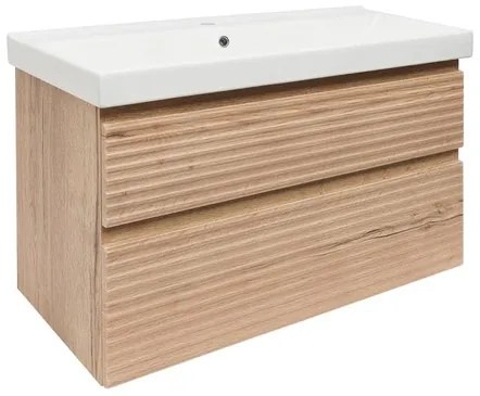 Naturel Savona Fürdőszobaszekrény mosdóval, 2 fiókos 98x53x44,8 cm matt Halifax tölgy SAVONA2100DHU1