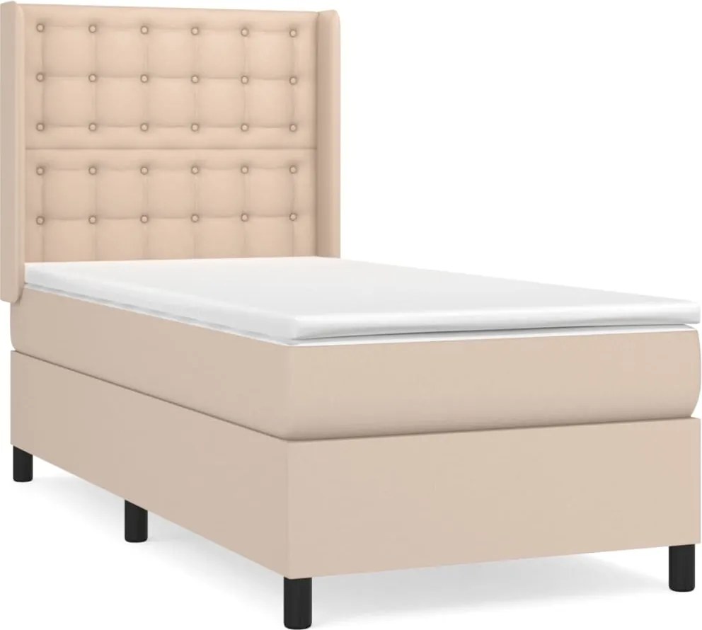 vidaXL cappuccino színű műbőr rugós ágy matraccal 90 x 200 cm