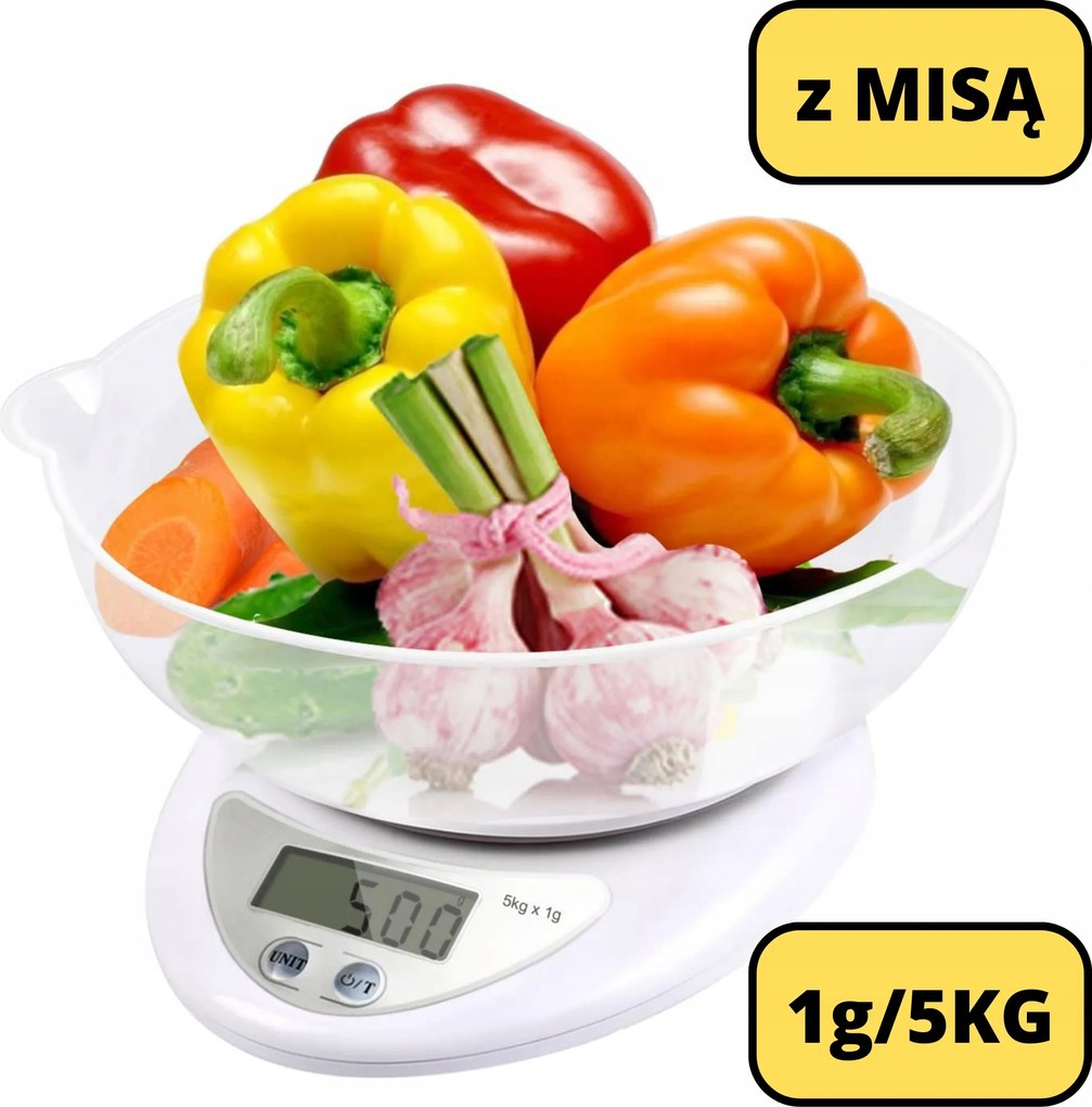 Elektronikus Konyhai Mérleg Digitális Tállal 5 kg