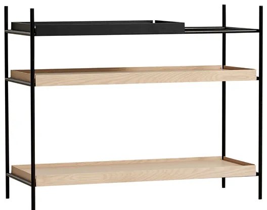 Polcrendszer "Tray", alacsony , 4 változat - Woud Variáns: világos tölgyfa polcok - 1 rövid, 2 hosszú