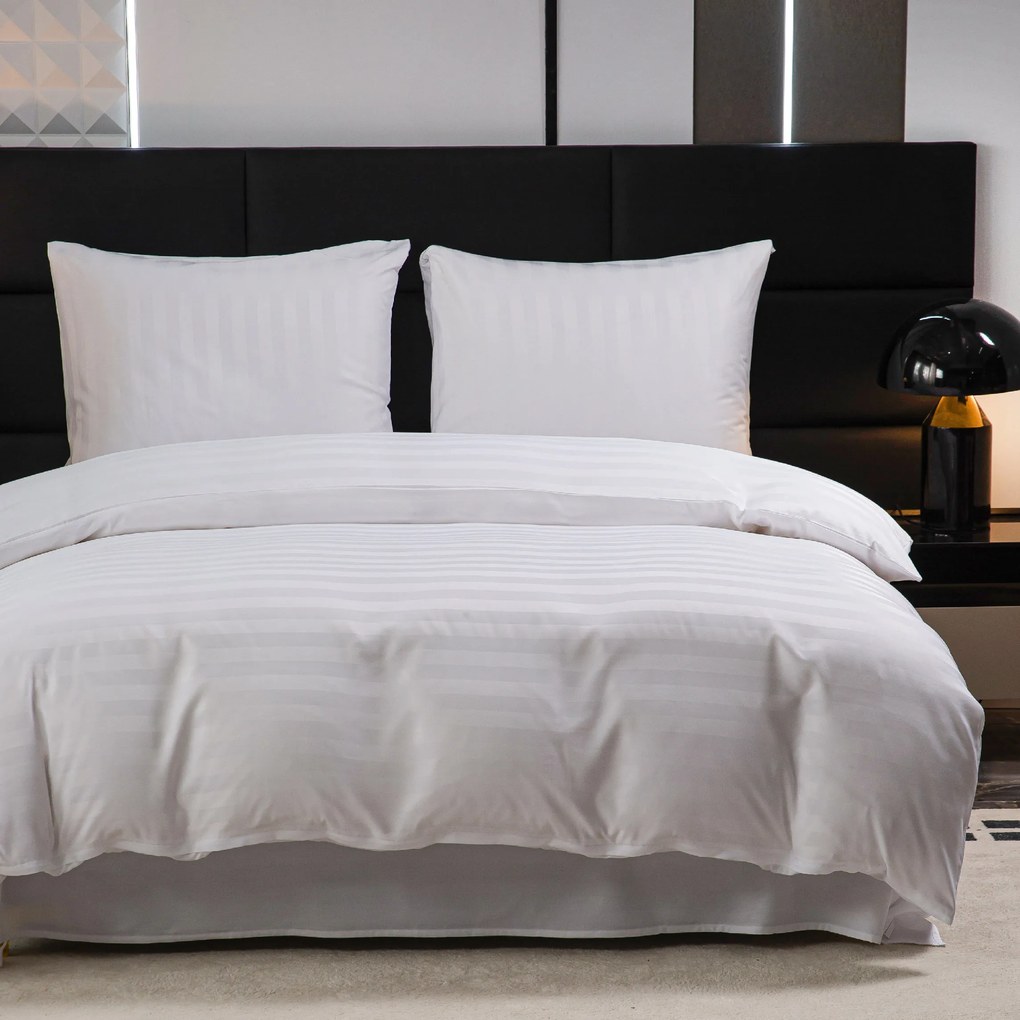 JASMINE mikroszálas szállodai ágyneműhuzat, fehér – 2 cm-es csíkos Ágyneműhuzat mérete: 70 x 90 cm | 140 x 200 cm