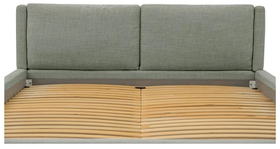 Szürke kárpitozott franciaágy ágyráccsal 180x200 cm Dreamer – Scandic