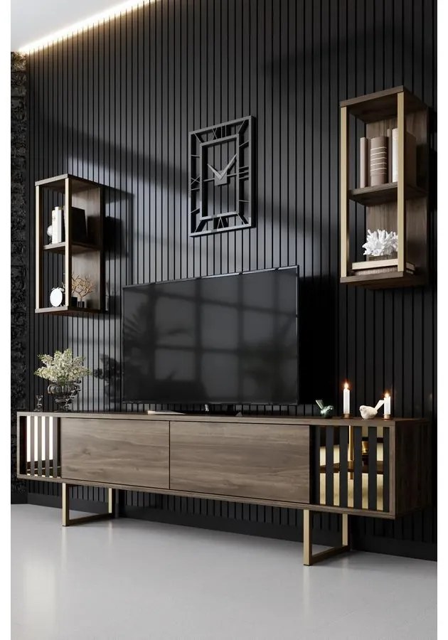 TV szekrény Gold Line - Walnut, Black