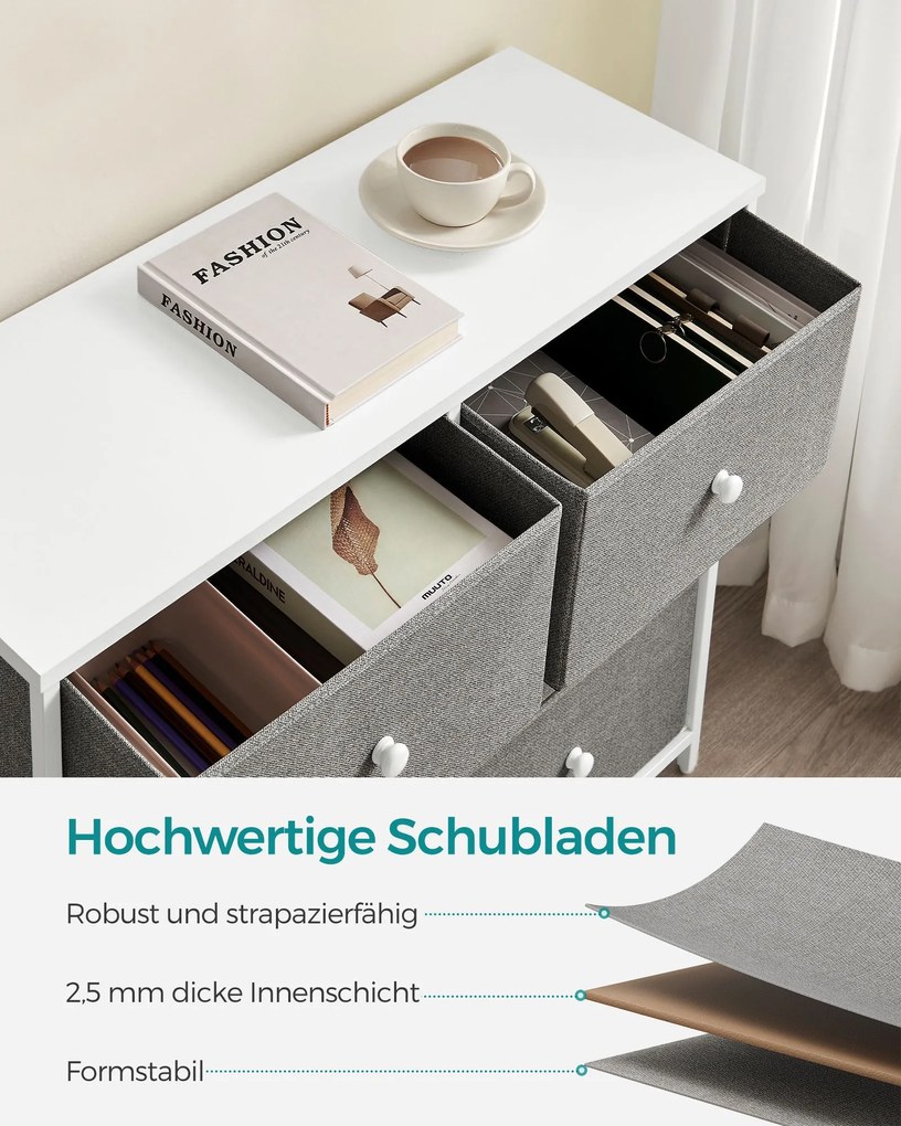 Komód fiókos HESTO 80x71 cm, fehér/szürke