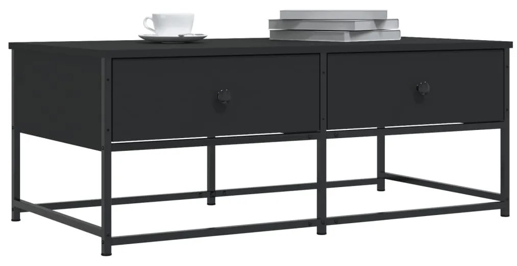 Fekete szerelt fa dohányzóasztal 100 x 51 x 40 cm