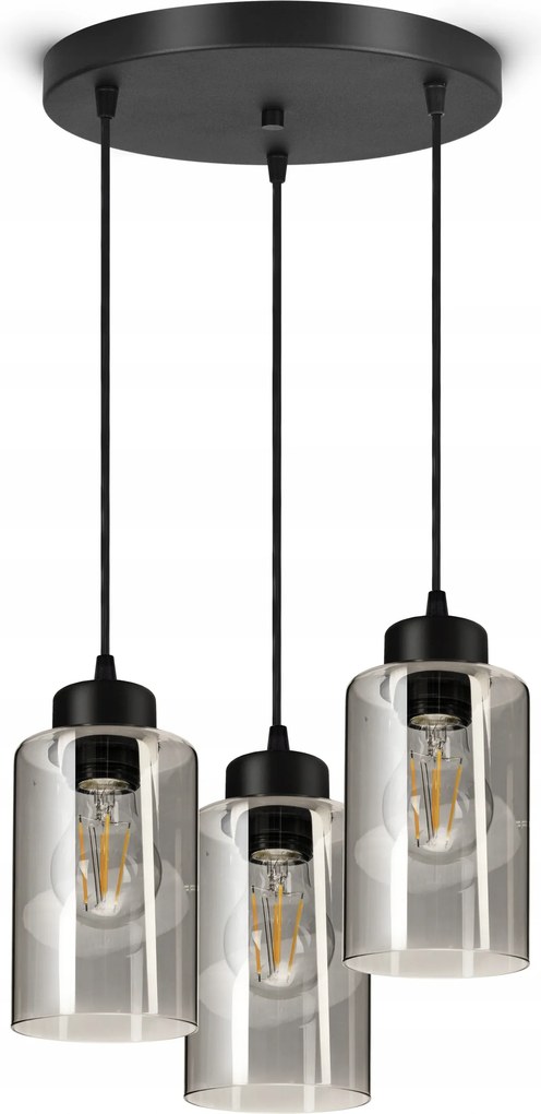 Mennyezeti Függő Lámpa Csillár Fekete Üveg Cső 535-EZ3 Led E27