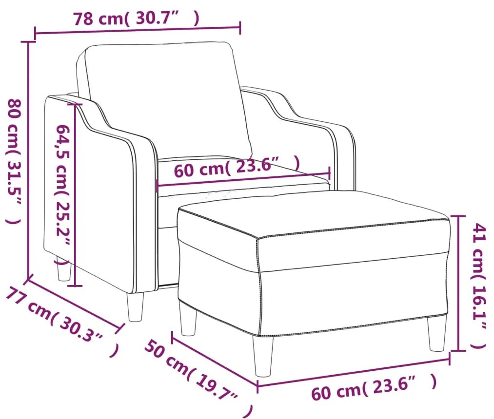 világossárga szövet kanapéfotel lábtartóval 60 cm