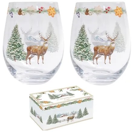 Karácsonyi üveg vizes 2db-os pohár szett White Forest