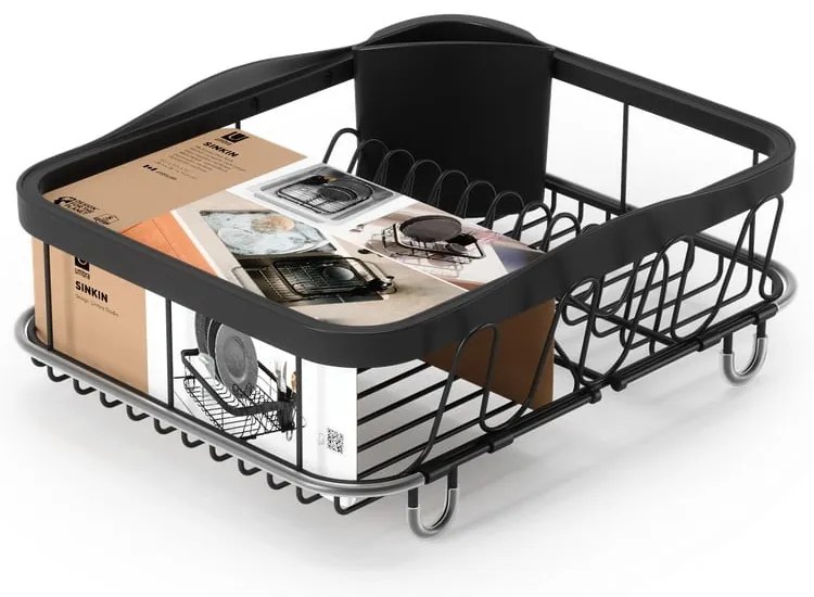 Fekete állítható acél edényszárító 37x29 cm Sinkin – Umbra