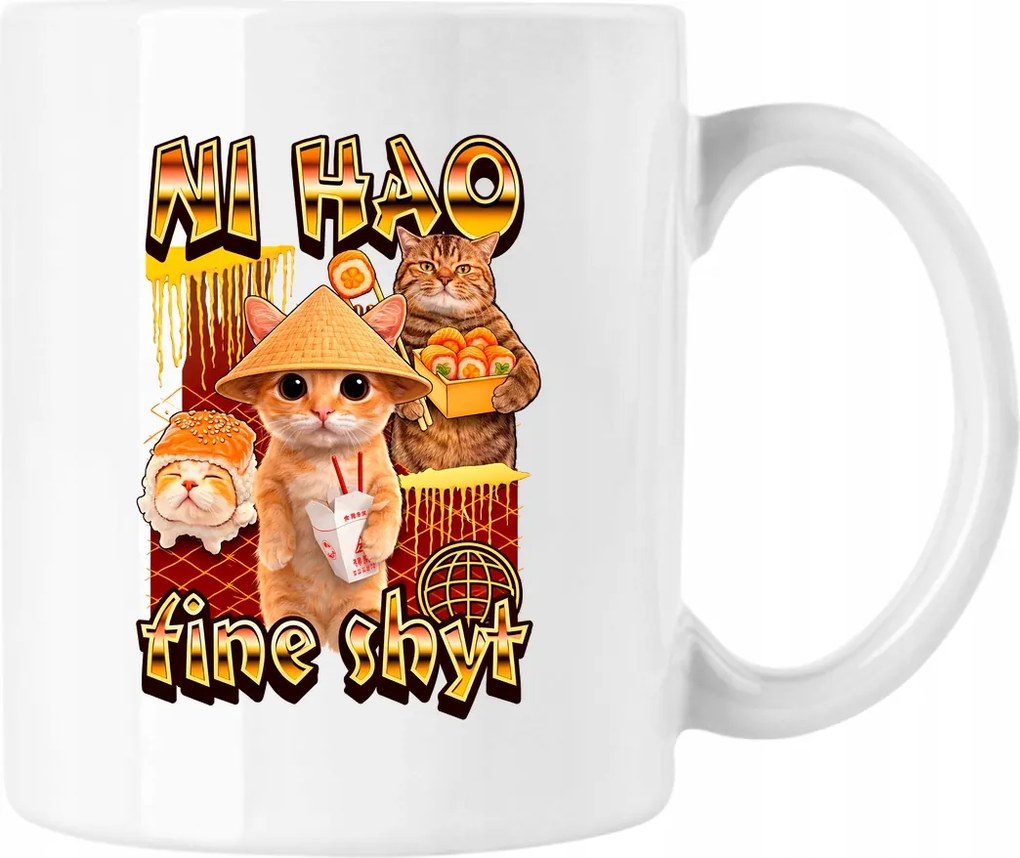 Bögre Ni Hao Fine Shyt Fehér 330ml